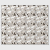 可愛いドードルウッドランドベアパターン ラッピングペーパー (フラット)