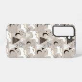 可愛いドードルウッドランドベアパターン SAMSUNG GALAXYケース (裏面横)