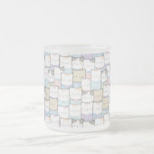 可愛いドードルキッテン顔柄 フロストグラスマグカップ (中央)