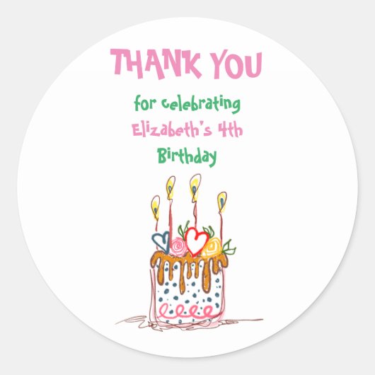 可愛いドードルケーキありがとな丸ステッカー ラウンドシール (正面)