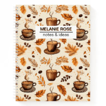 可愛いドードルコーヒーパターン|カスタムスパイラルノート