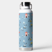 可愛いドードルタウンシーンパターン ウォーターボトル (背面)