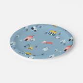 可愛いドードルタウンシーンパターン ペーパープレート (アングル)