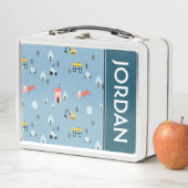 可愛いドードルタウンシーンパターン メタルランチボックス (インサイチュ)