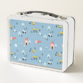 可愛いドードルタウンシーンパターン メタルランチボックス (裏面)