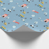 可愛いドードルタウンシーンパターン ラッピングペーパー (角)