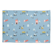 可愛いドードルタウンシーンパターン 枕カバー (裏面)