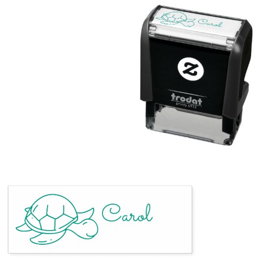 可愛いドードルタートルカスタムのパーソナライズ名 セルフインキングスタンプ (インサイチュ)