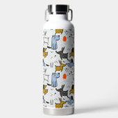 可愛いドードルドッグパターン ウォーターボトル (正面)