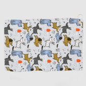 可愛いドードルドッグパターン ゴルフタオル (横)