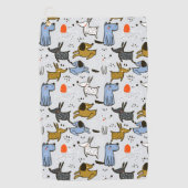 可愛いドードルドッグパターン ゴルフタオル (正面)