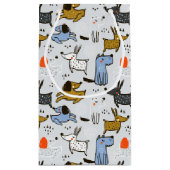 可愛いドードルドッグパターン スモールペーパーバッグ (裏面)