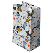 可愛いドードルドッグパターン スモールペーパーバッグ (裏面アングル)