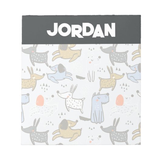 可愛いドードルドッグパターン ノートパッド (正面)