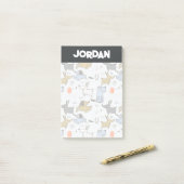 可愛いドードルドッグパターン ポストイット (デスク上)