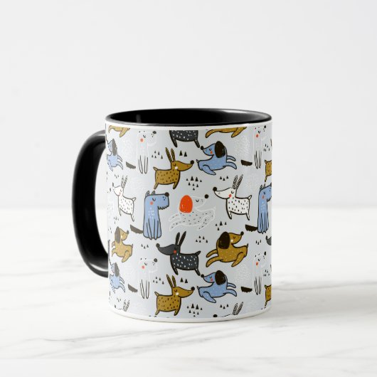 可愛いドードルドッグパターン マグカップ (正面左)