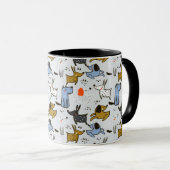 可愛いドードルドッグパターン マグカップ (正面右)