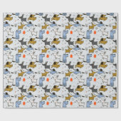 可愛いドードルドッグパターン ラッピングペーパー (フラット)