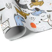 可愛いドードルドッグパターン ラッピングペーパー (ロールコーナー)