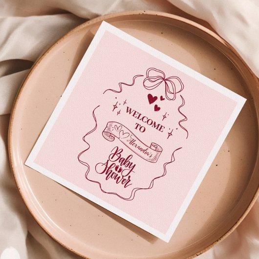 可愛いドードルハンドドロードボウ赤ちゃんシャワー スタンダードカクテルナプキン