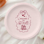 可愛いドードルハンドドロードボウ赤ちゃんシャワー ペーパープレート