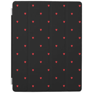 可愛いドードルハートパターン赤スタイリッシュ黒 iPadスマートカバー