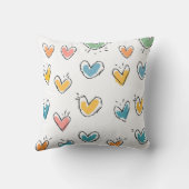 可愛いドードルハート手描きラブパターカラフルン クッション (裏面)