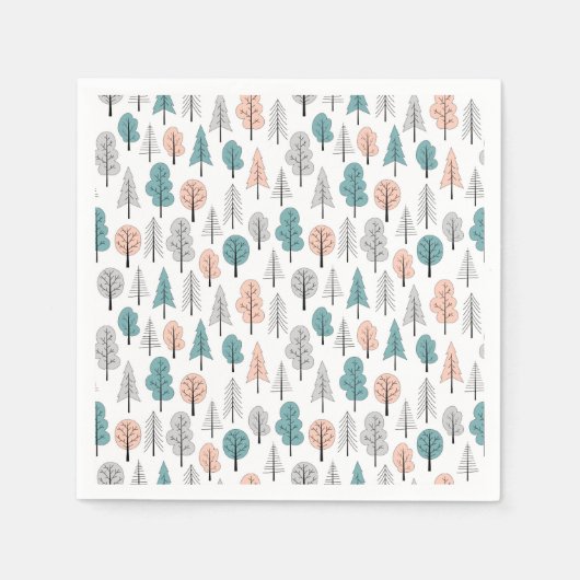 可愛いドードルフォレストパターン スタンダードカクテルナプキン (正面)