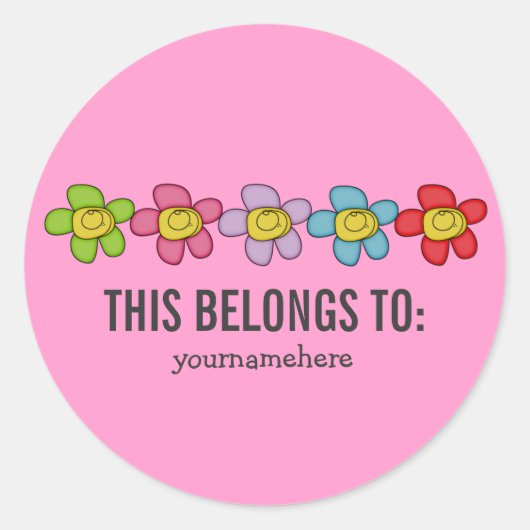 可愛いドードルフラワーシールの持ち物だ ラウンドシール (正面)