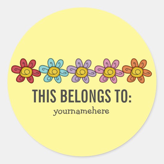 可愛いドードルフラワースタンプ{こちら} ラウンドシール (正面)