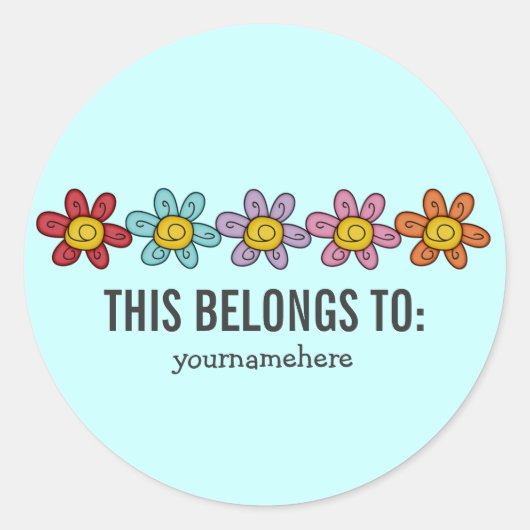 可愛いドードルフラワースタンプ{こちら} ラウンドシール (正面)