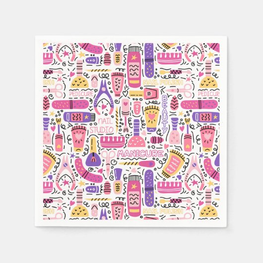可愛いドードルマニキュア スタンダードカクテルナプキン (正面)