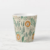 可愛いドードルライオンジャングル雨林パターン カフェラテマグ (正面)