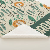 可愛いドードルライオンジャングル雨林パターン シェルパブランケット (3/4)