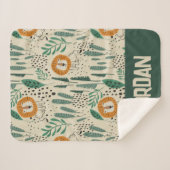 可愛いドードルライオンジャングル雨林パターン シェルパブランケット (正面(横))