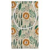 可愛いドードルライオンジャングル雨林パターン スモールペーパーバッグ (裏面)