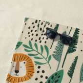 可愛いドードルライオンジャングル雨林パターン ビーチタオル (インサイチュ)