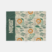 可愛いドードルライオンジャングル雨林パターン フリースブランケット (正面(横))