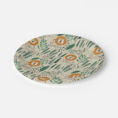 可愛いドードルライオンジャングル雨林パターン ペーパープレート (アングル)