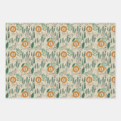 可愛いドードルライオンジャングル雨林パターン ラッピングペーパーシート (正面)