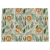 可愛いドードルライオンジャングル雨林パターン ラージペーパーバッグ (正面)