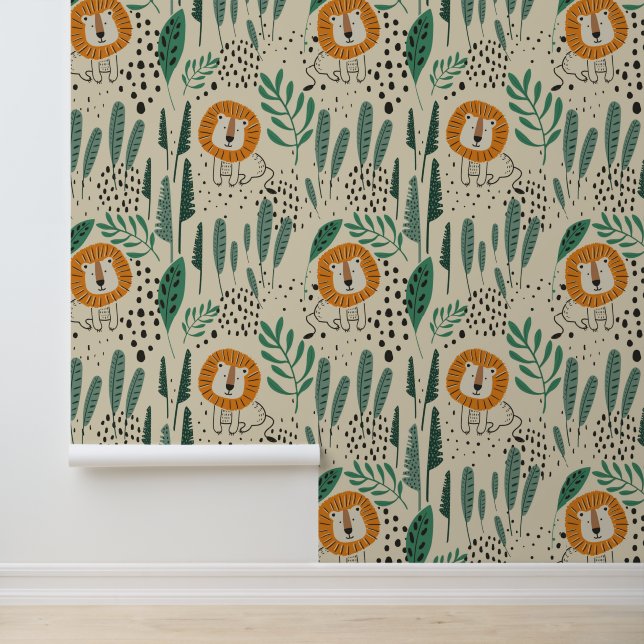 可愛いドードルライオンジャングル雨林パターン 壁紙 (アプリケーション)