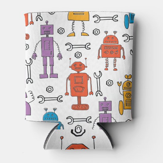 可愛いドードルロボット漫画のパターン 缶クーラー (正面)