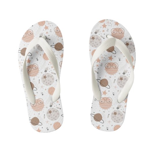 可愛いドードル惑星パターン キッズビーチサンダル (フットベッド)