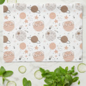 可愛いドードル惑星パターン キッチンタオル (折り畳み)