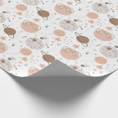 可愛いドードル惑星パターン ラッピングペーパー (角)