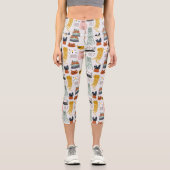 可愛いドードル手描き猫柄 カプリレギンス (正面)