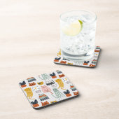 可愛いドードル手描き猫柄 コースター (右側)