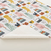 可愛いドードル手描き猫柄 シェルパブランケット (3/4)