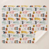 可愛いドードル手描き猫柄 シェルパブランケット (正面(横))